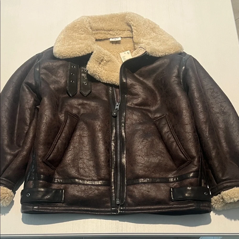 BDG by Urban Outfitters Dark Brown Utility Jacket with Cream Collar - Picture 1 of 4